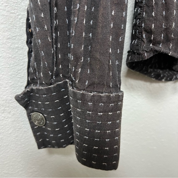 VINTAGE Fender Custom Shop Brown Men L Long Sleeve Cotton Shirt Cross Embroidery - Picture 8 of 11